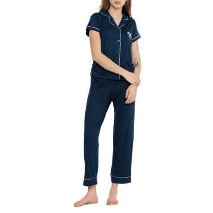 Life is Good® Flower Pocket Brushed Pajamas - Short Sleeve in Navy