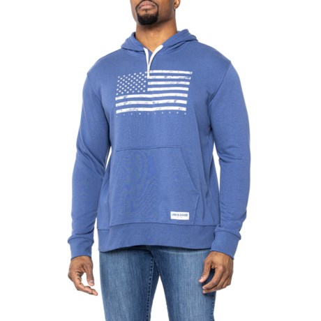 Life is Good French Terry Classic American Flag Hoodie Save 50