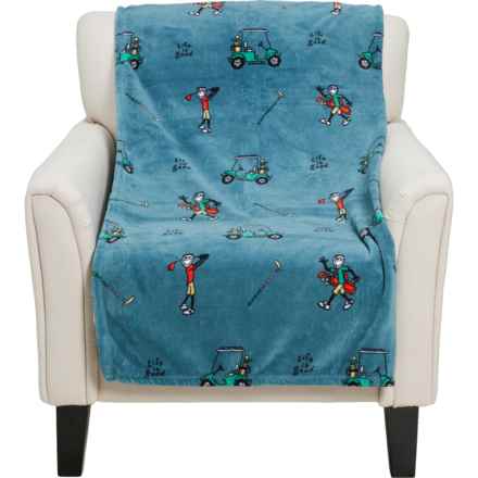 Life is Good® Golf Motif Fleece Throw Blanket - 350 gsm, 50x70” in Blue