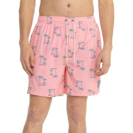 Life is Good® Golfing Jake Print Boardshorts - UPF 50+, Built-In Brief in Soft Coral