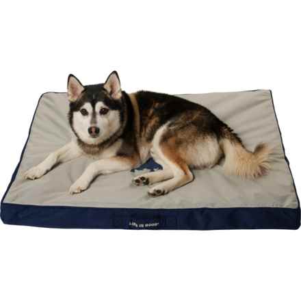 Life is Good® Indoor-Outdoor Dog Bed with Handle - 36x27” in Navy Forest Sunset