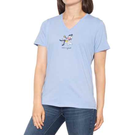 Life is Good® Jackie Ardirondack V-Neck T-Shirt - Short Sleeve in Marina Blue
