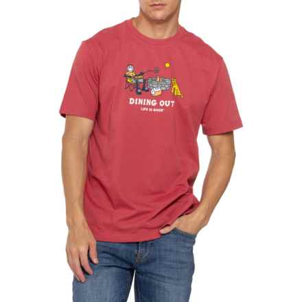 Life is Good® Jake and Rocket Dining Out Classic T-Shirt - Short Sleeve in Faded Red