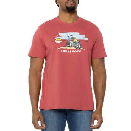 Life is Good® Jake and Rocket Motorcycle Sunset T-Shirt - Short Sleeve in Faded Red