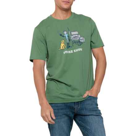 Life is Good® Jake and Rocket Smoke Show Classic T-Shirt - Short Sleeve in Ridgeline Green