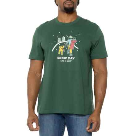 Life is Good® Jake and Rocket Snow Day Classic T-Shirt - Short Sleeve in Essex Gren
