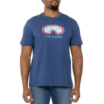 Life is Good® Let It Snow Goggles Classic T-Shirt - Short Sleeve in Darkest Blue