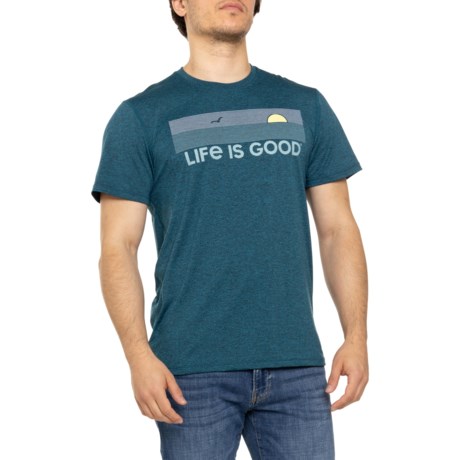 Life is Good® Linear Oceanview Active T-Shirt - UPF 50+, Short Sleeve in Mallard Green