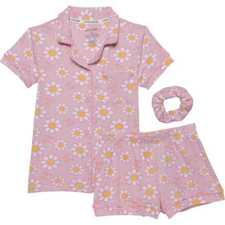 Life is Good® Little Girls Printed Pajamas - Short Sleeve in Candy Pink/Strawberry Cream