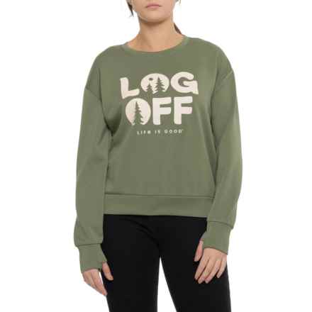 Life is Good® Log Off Scuba Crew Neck Sweater in Olivine