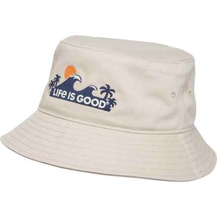 Life is good® Logo Waves Bucket Hat (For Men) in Putty White