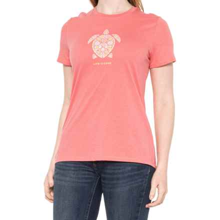 Life is Good® Mandala Turtle Crew Neck T-Shirt - Short Sleeve in Flamingo Pink