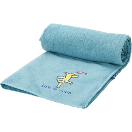 Life is Good® Microfiber Pet Drying Towel - 44x27.5” in Blue/Frisbee