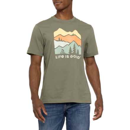 Life is Good® Mountain Bike Landscape Classic T-Shirt - Short Sleeve in Moss Green