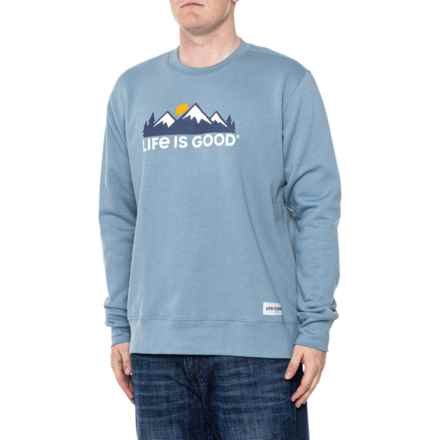Life is Good® Mountains Fleece Sweatshirt - Crew Neck in Smokey Blue
