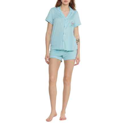 Life is Good® Notch Collar Shirt and Shorts Lounge Set - Short Sleeve in Blue