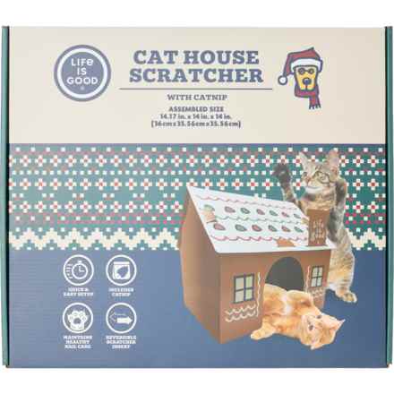 Life is Good® Novelty Cat Scratcher - 14x14.17x14" in Gingerbread House - Closeouts