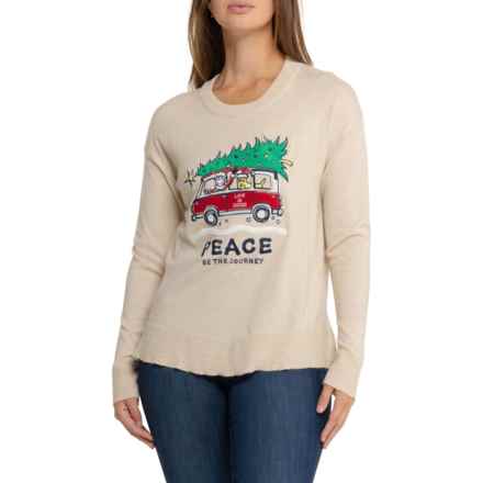 Life is Good® Peace Be the Journey Holiday Graphic Sweater - Crew Neck in Oatmeal Heather