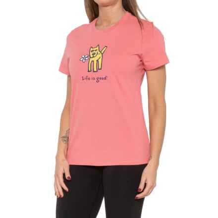 Life is good® Puppy Love Crew Neck T-Shirt - Short Sleeve in Flamingo Pink