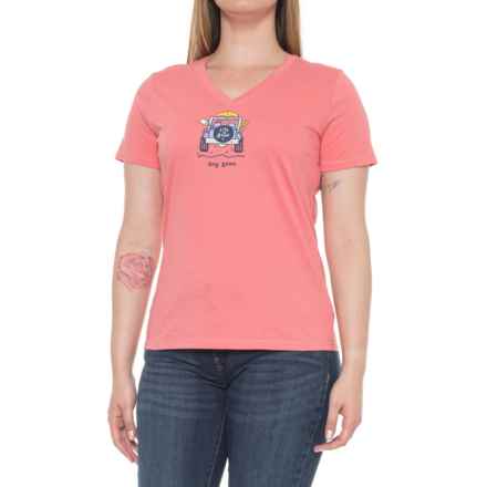Life is good® Rocket Dog Gone V-Neck T-Shirt - Short Sleeve in Flamngo Pink