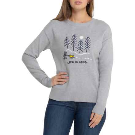 Life is Good® Rocket Santa Hat Holiday Graphic Sweater - Crew Neck in Light Grey Heather