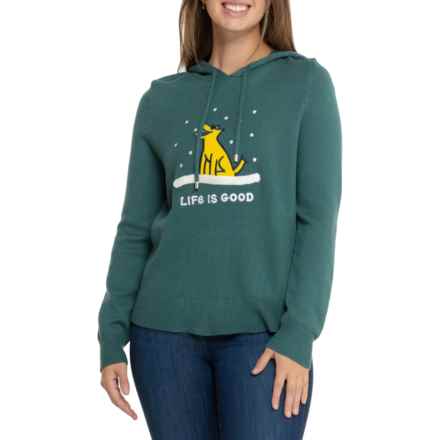 Life is Good® Rocket Snowfall Winter Graphic Hooded Sweater in Jasper