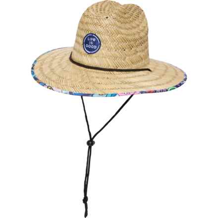 Life is Good® Seaview Straw Lifeguard Hat (For Girls) in Newsprint