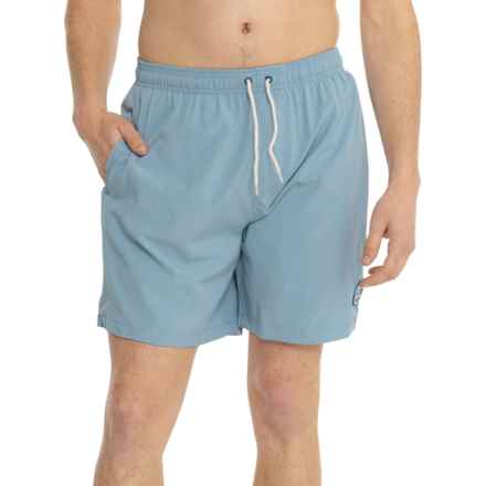 Life is Good® Solid Boardshorts - UPF 50+, Built-In Brief in Smoky Blue