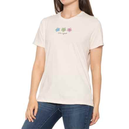 Life is Good® Three Daisies T-Shirt - Short Sleeve in Putty White