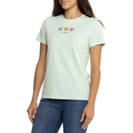 Life is Good® Three Daisies T-Shirt - Short Sleeve in Sage Green