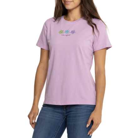 Life is Good® Three Daisies T-Shirt - Short Sleeve in Violet Purple