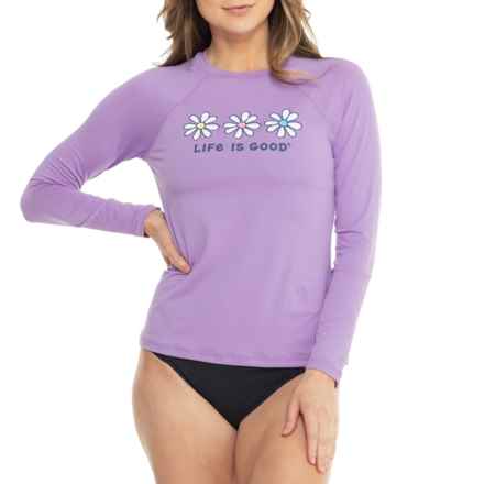 Life is Good® Three Daisy Rash Guard - UPF 50+, Long Sleeve in Lilac