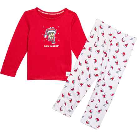 Life is Good® Toddler Boys and Girls Rocket with Santa Hat Pajamas - Long Sleeve in Red