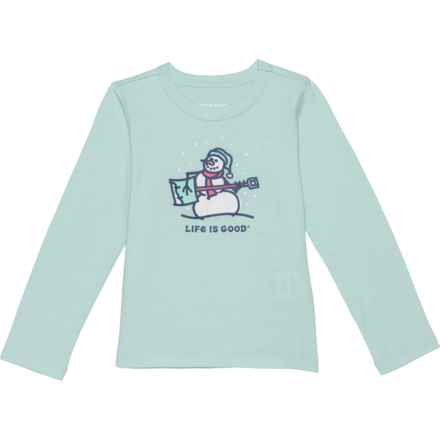 Life is Good® Toddler Girls Snowman Graphic T-Shirt - Long Sleeve in Cornflower Blue