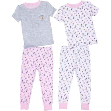 Life is Good® Toddler Girls Super Soft Pajamas - 2-Pack, Short Sleeve in Light Heather Grey/Seashell Pink