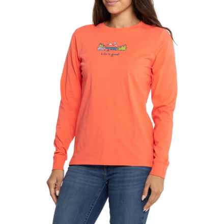 Life is Good® Vintage Camp Scene T-Shirt - Long Sleeve in Mango Orange