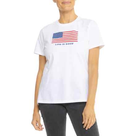 Life is Good® Vintage Flag Graphic Crew Neck T-Shirt - Short Sleeve in Cloud White