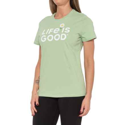 Life is good® Watercolor Daisy Crew Neck T-Shirt - Short Sleeve in Aloe Green