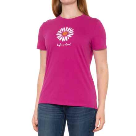 Life is Good® Watercolor Daisy T-Shirt - Short Sleeve in Orchid Pink
