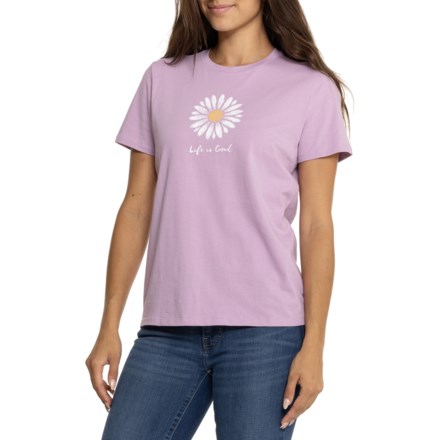 Life is Good® Watercolor Daisy T-Shirt - Short Sleeve in Violet Purple