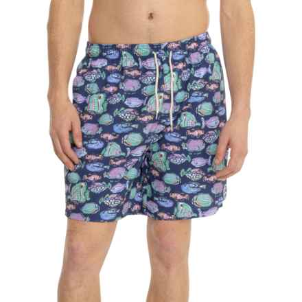 Life is Good® Watercolor Fish Print Boardshorts - UPF 50+, Built-In Brief in Inkwell