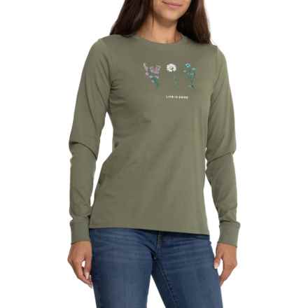 Life is Good® Wildflower Trio T-Shirt - Long Sleeve in Moss Green