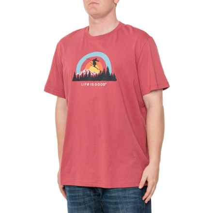 Life is Good® Winter Sunset Ski Classic T-Shirt - Short Sleeve in Faded Red