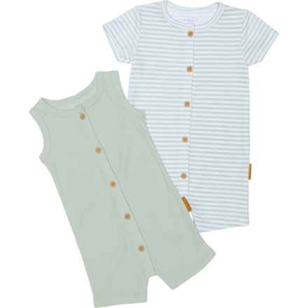LILA AND JACK Infant Boys Soft Tank and Short Sleeve Romper Set - 2-Pack in Sage