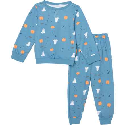 LILA AND JACK Toddler Boys Sweatshirt and Pants Set - Long Sleeve in Blue Pumpkin Ghost Print