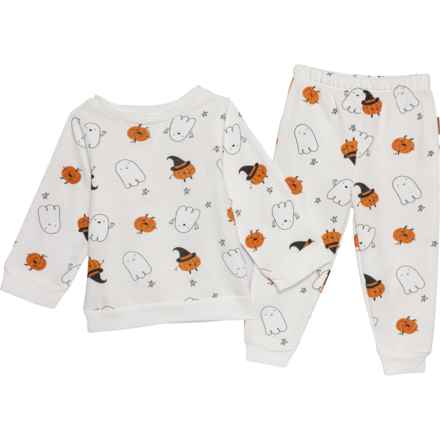 LILA AND JACK Toddler Girls Brushed Sweatshirt and Pants in Cream Pumpkin Ghost Print