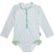LILA AND JACK Toddler Girls Rash Guard Swimsuit - UPF 50, Long Sleeve in Sage Stripes