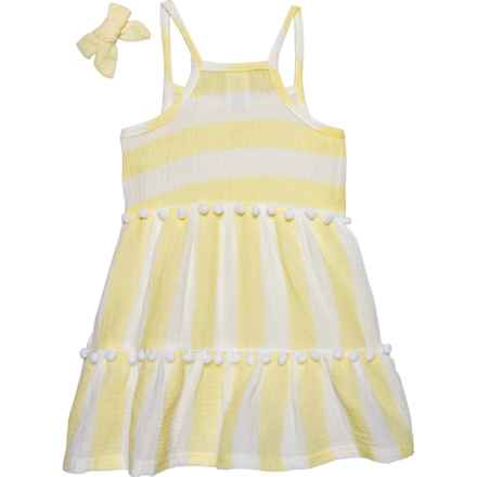 LILA AND JACK Toddler Girls Strappy Sundress and Hair Clip Set in Yellow Stripes