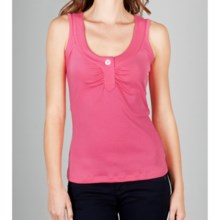 Lilla P Classic Rib Cotton Tank Top - Shirred Placket (For Women) in Camellia - Closeouts