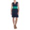 6393M_2 Lilla P Color-Block Shirred Waist Dress - Pima-Modal, Sleeveless (For Women)